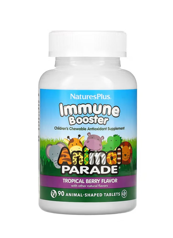 NaturesPlus Animal Parade Kids Immune Booster  Tropical Berry 90 Animal-Shaped Tablets 