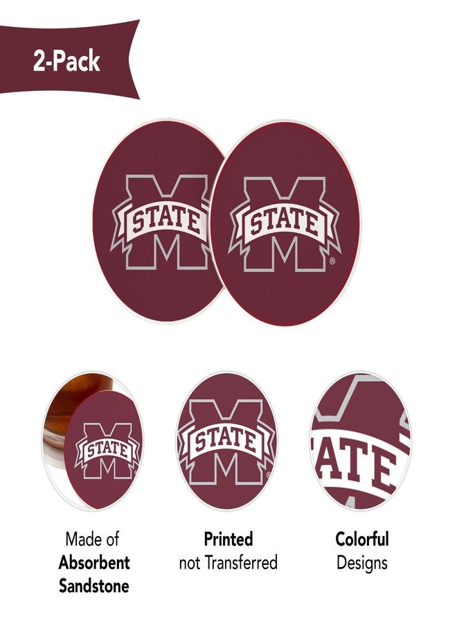 ديزرت كاكتوس مجموعة قواعد أكواب سيارة من الحجر الرملي الماص، عليها شعار جامعة ولاية ميسيسيبي (التصميم أ)، على شكل صبار صحراوي وشعار فريق بولدوجز. - Image 3