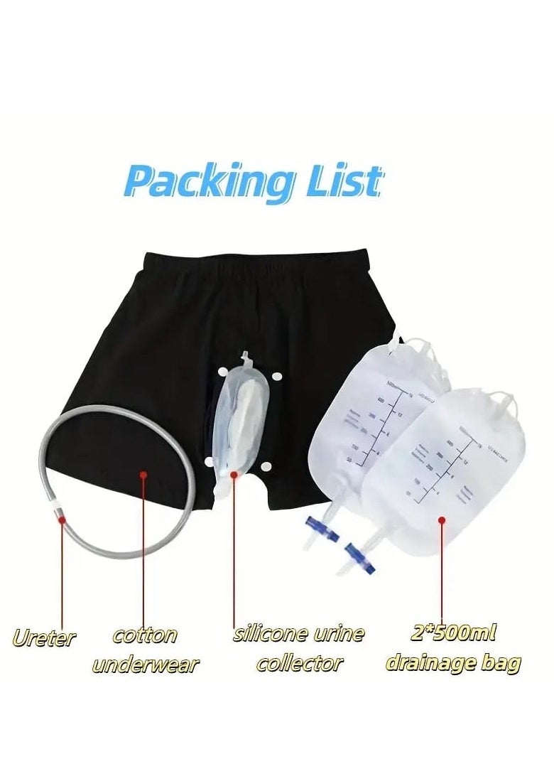 Generic Urine Collection Bag For Bedridden With 2 Urine Bags Reusable Silicone Urinal Drainage Bag System Wearable  - Image 2