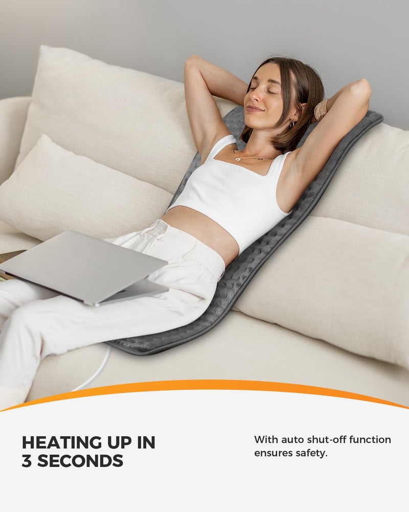 CooCoCo 18" x 33" Large Heating Pad for Back, FSA Eligible Heat Pad, CooCoCo HSA Eligible XXXL Heated Pad for Period Cramps, 6 Heat Settings, Auto Off, Moist Heat - Image 4
