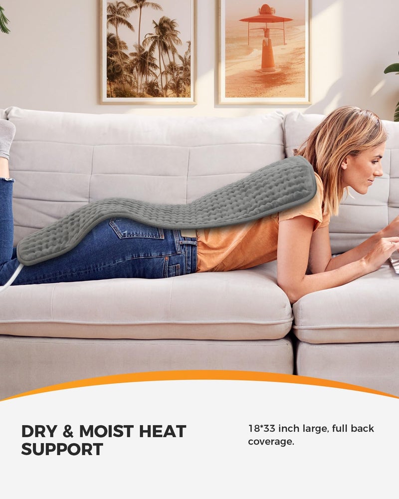 CooCoCo 18" x 33" Large Heating Pad for Back, FSA Eligible Heat Pad, CooCoCo HSA Eligible XXXL Heated Pad for Period Cramps, 6 Heat Settings, Auto Off, Moist Heat - Image 3