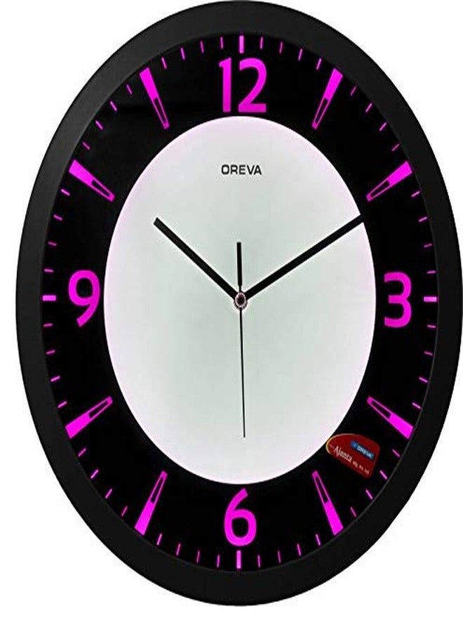 Oreva Back Light Round Plastic Analog Wall Clock (35.5 cm x 35.5 cm x 4 cm, Pink LED, AQ 1467) - Image 1