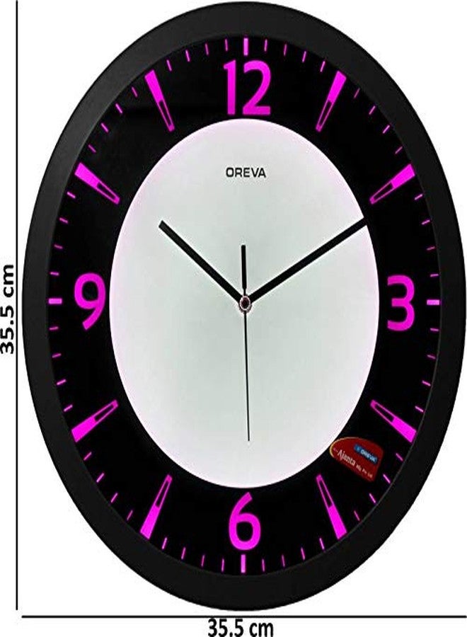 Oreva Back Light Round Plastic Analog Wall Clock (35.5 cm x 35.5 cm x 4 cm, Pink LED, AQ 1467) - Image 5