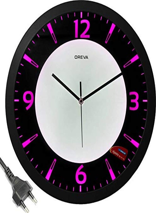 Oreva Back Light Round Plastic Analog Wall Clock (35.5 cm x 35.5 cm x 4 cm, Pink LED, AQ 1467) - Image 3