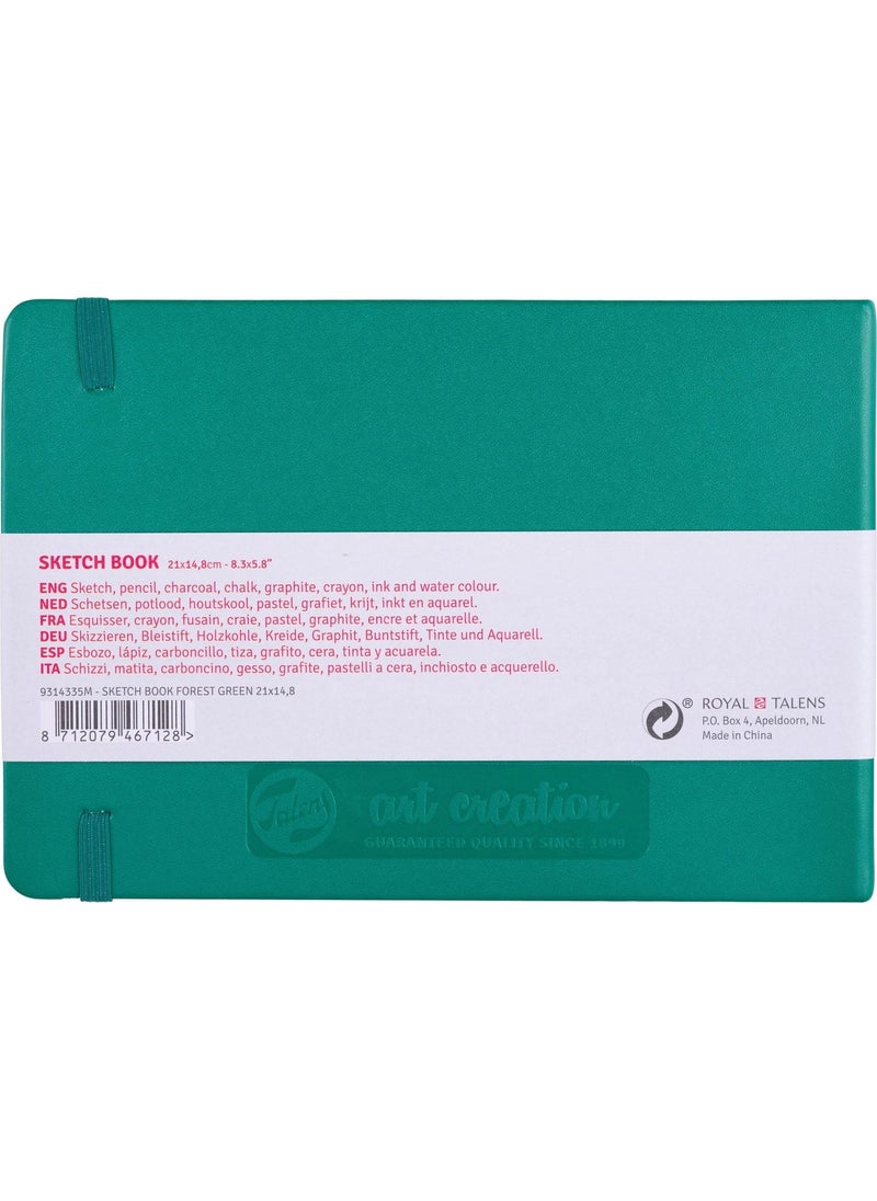 Talens - Sketchbook Hard Cover Sketch Drawing Book 15 x 21 cm 140 gr 80 Yp Forest Green - Image 1