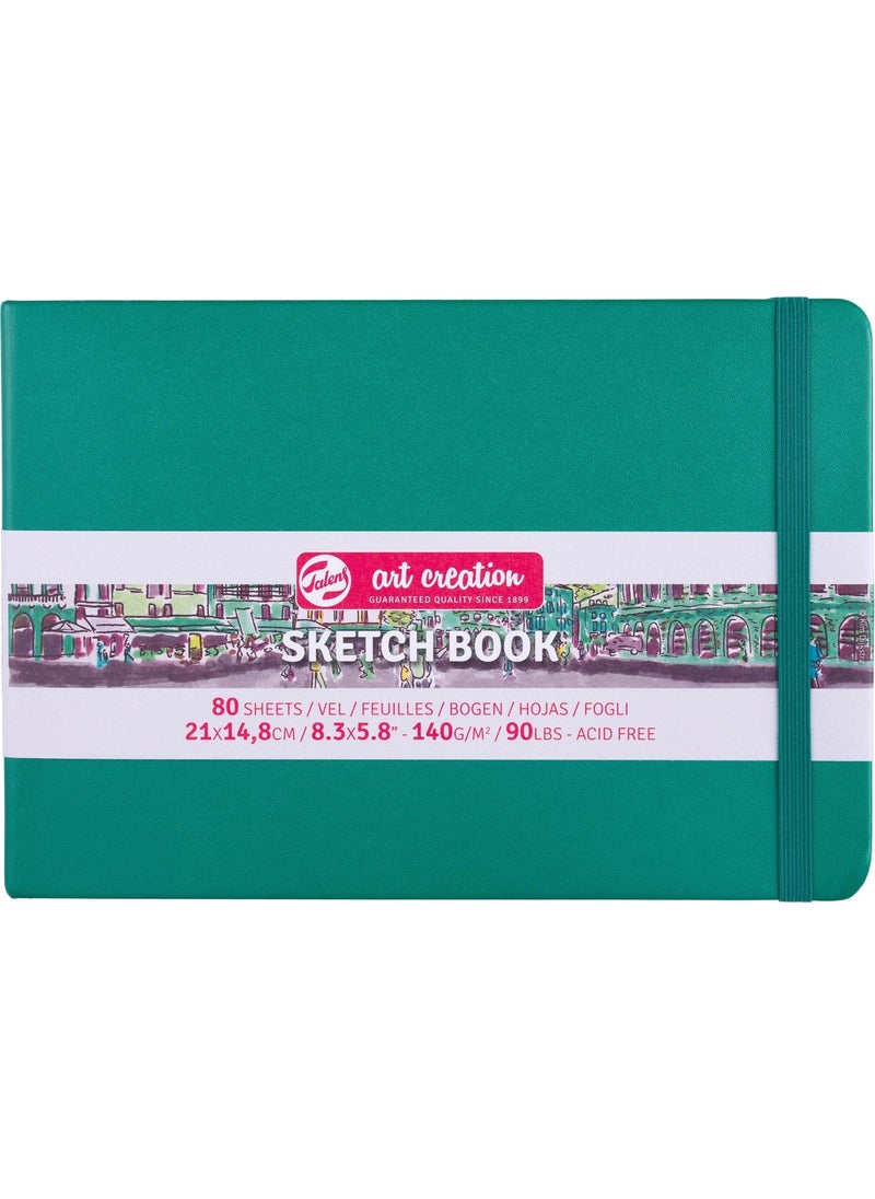 Talens - Sketchbook Hard Cover Sketch Drawing Book 15 x 21 cm 140 gr 80 Yp Forest Green - Image 1