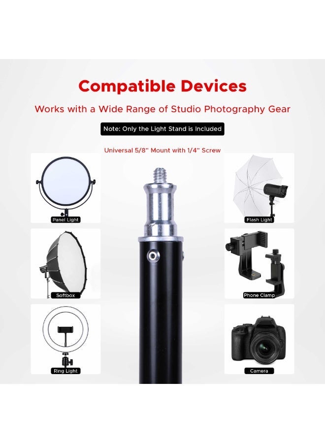 Xria LS260S 2.6M Steel Light Stand 8KG Load Heavy Duty Adjustable Photography Lighting Stand for LED Softbox Flash Ring Light Studio Video - Image 2
