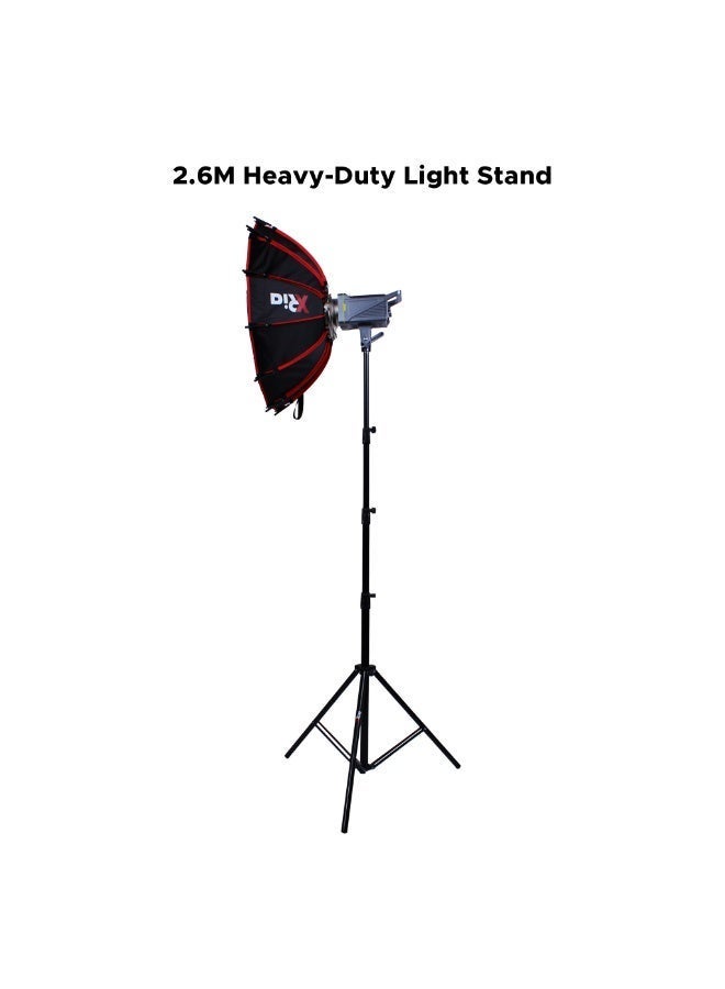 Xria LS260S 2.6M Steel Light Stand 8KG Load Heavy Duty Adjustable Photography Lighting Stand for LED Softbox Flash Ring Light Studio Video - Image 4