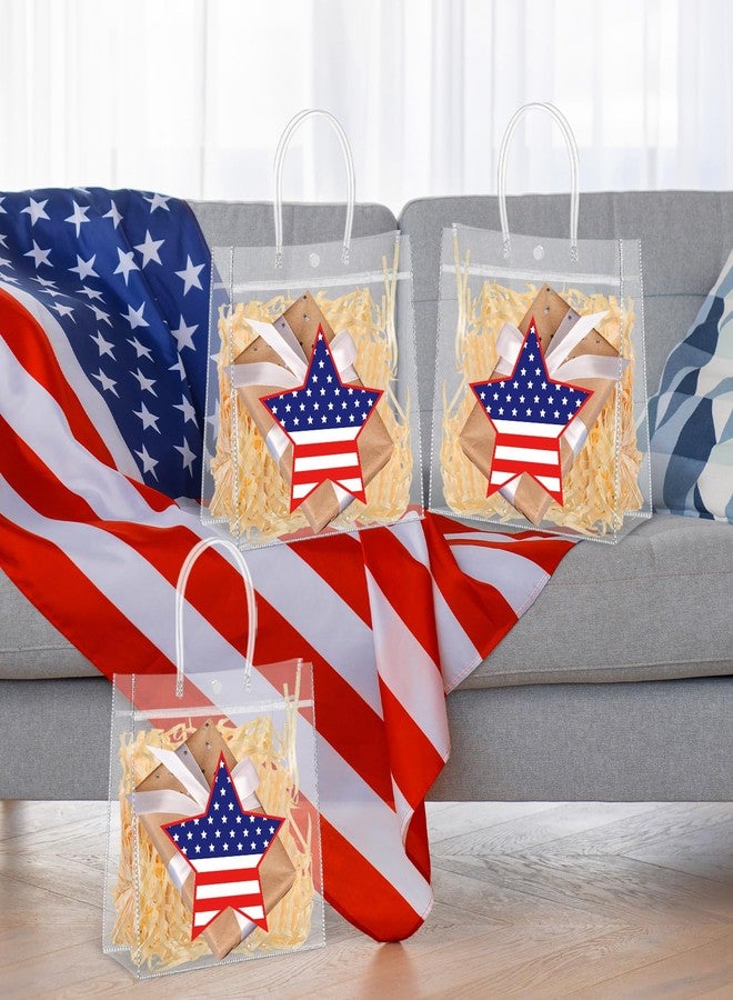 Aliceset 24 Pcs Patriotic Gift Bags with Handle, 4th of July Clear PVC Gift Bags, American Star Reusable Transparent Goodie Holder for Independence Day USA Patriotic Party Favor, 9.84"x9.84"x3.54" - Image 4