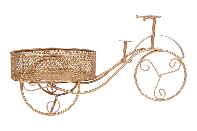 Indian Artisans Handcrafted Tricycle Hamper Golden Metal Hamper Decorative Basket for Gift Hamper, Iron Gift Hamper Ideal for Gifting, Wedding Hampers, 30.4 X 10.7x 10.2cm - Image 3