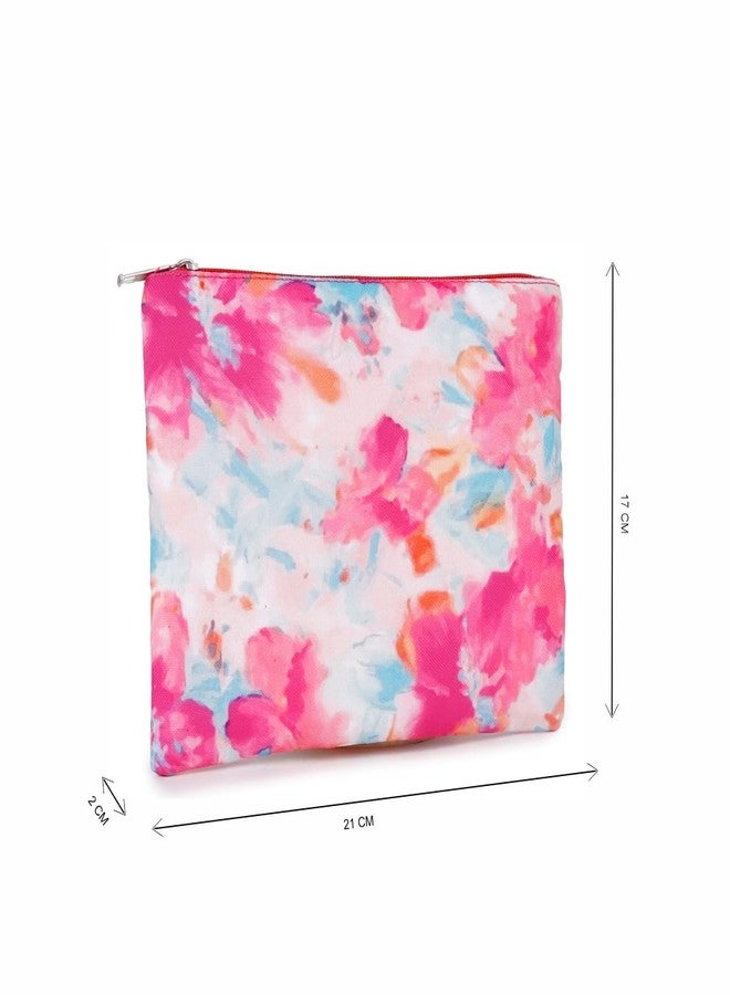 ASTRID Cotton Textured Pouch for Girls with Puller (Pink) - Image 3