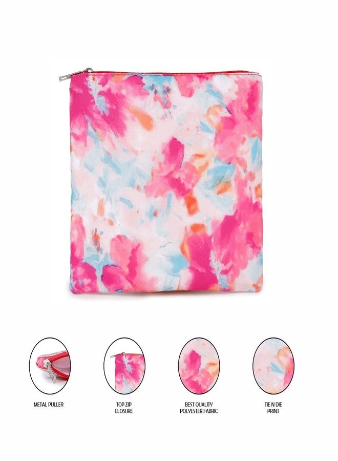 ASTRID Cotton Textured Pouch for Girls with Puller (Pink) - Image 2