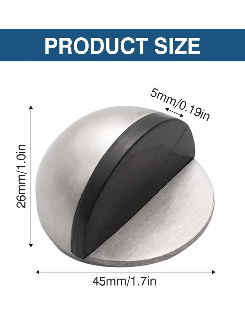 Forest Home 6 Pack Self Adhesive Floor Door Stoppers, Stainless Steel Door Stopper, Polished Oval Half Moon with Glues for Protect of Wall Har, Floor, Glass Door for Home, School, Office Floor (Silver) - Image 2