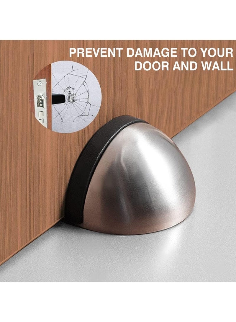 Forest Home 6 Pack Self Adhesive Floor Door Stoppers, Stainless Steel Door Stopper, Polished Oval Half Moon with Glues for Protect of Wall Har, Floor, Glass Door for Home, School, Office Floor (Silver) - Image 4