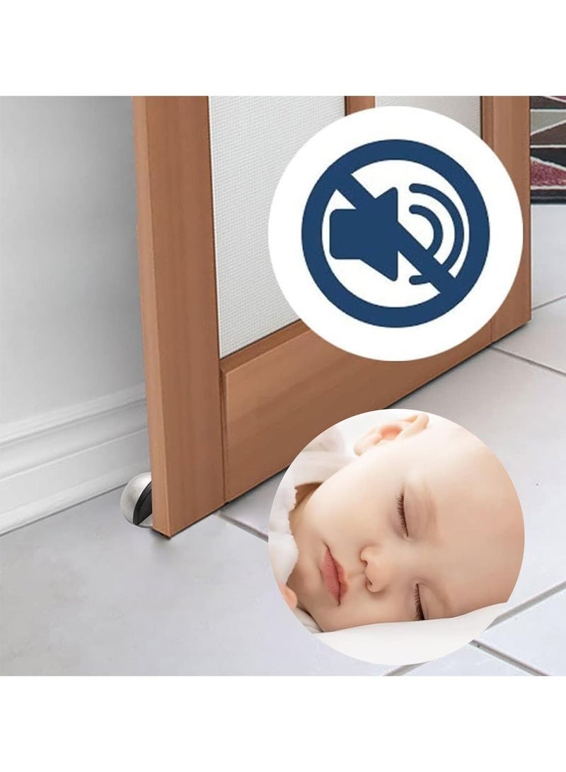 Forest Home 6 Pack Self Adhesive Floor Door Stoppers, Stainless Steel Door Stopper, Polished Oval Half Moon with Glues for Protect of Wall Har, Floor, Glass Door for Home, School, Office Floor (Silver) - Image 5