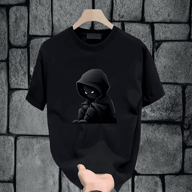 Summer new heavy cotton casual breathable short-sleeved t-shirt American trendy round-neck loose and versatile half-sleeved T-shirt - Image 1