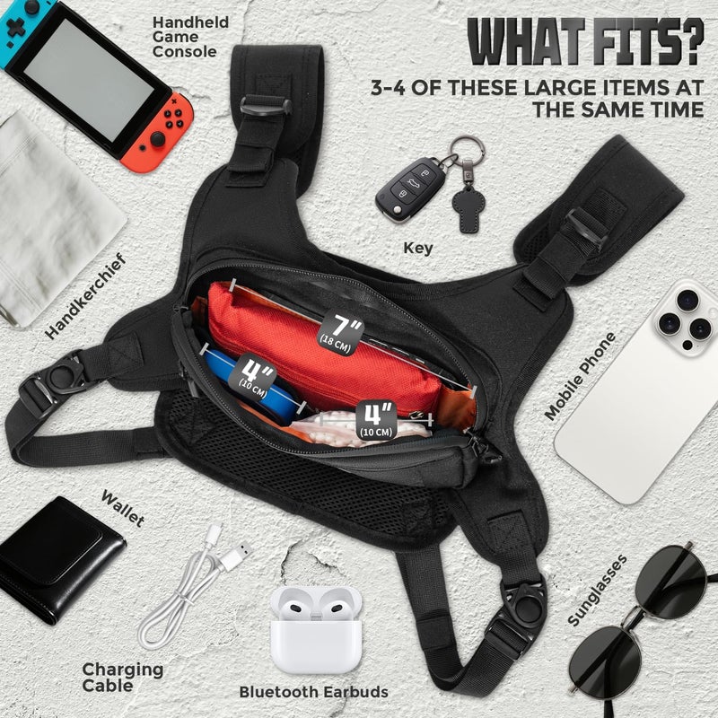 Muserise Minimalist Chest Bag For Men and Women (NRP Black) - Image 4