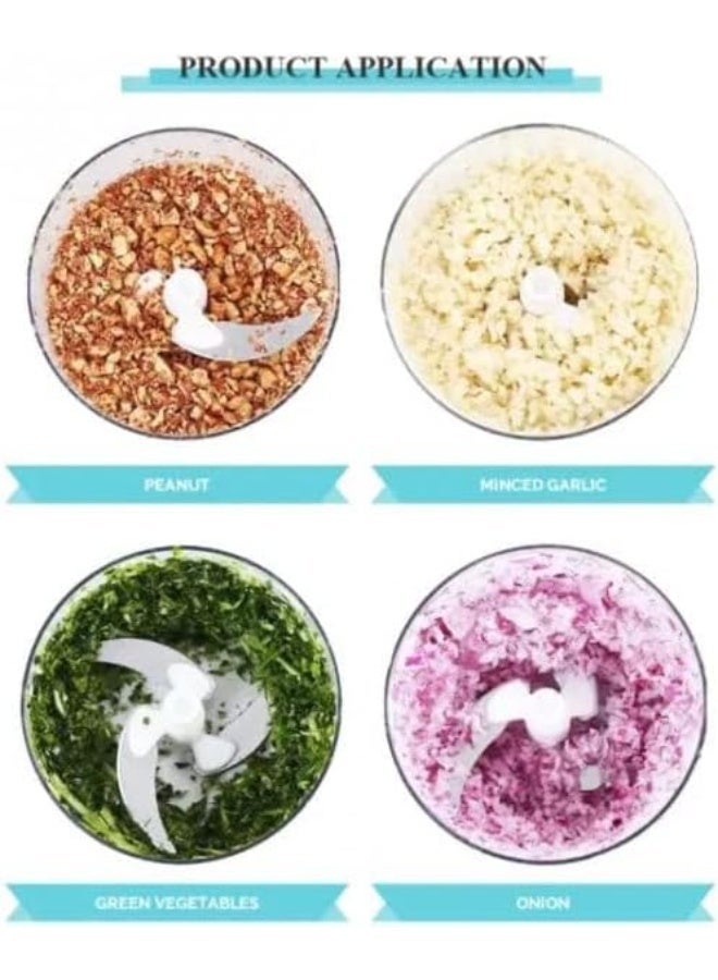 Generic Manual Hand-Push Food Chopper – Mint Green – Stainless-Steel Blades, Transparent Bowl & Non-Slip Base, Easy to Clean – For Garlic, Onion, Vegetables & Small Boneless Meat – 1pcs - Image 5