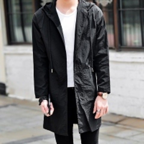 16-18 Years Old Boys Sunscreen Wind Clothes Medium Length Outdoor Coat Summer Youth Sunscreen Clothes Casual Style Black solid color 
