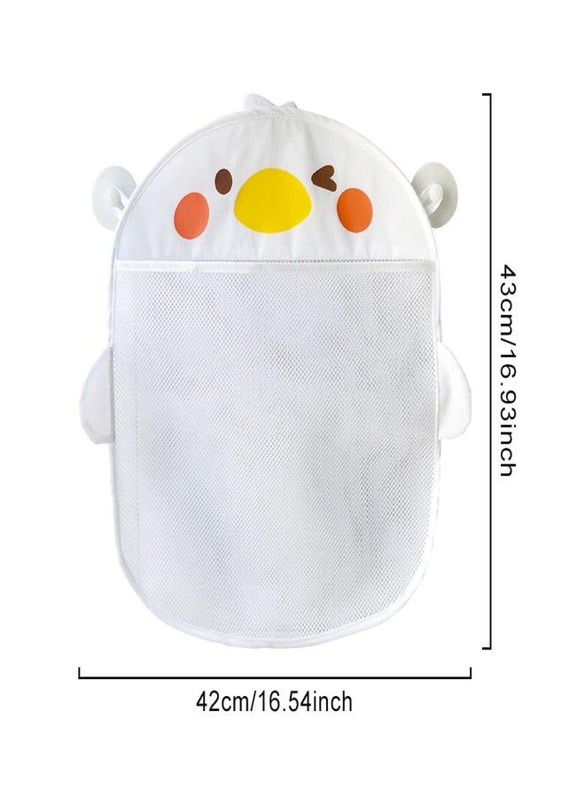 EMVANV Mesh Bath Toy Organizer，Wth 2 Suction Cups Hanging Mesh Bathtub Toy Holder for Kids and Baby Compatible with Bath Toy Storage(White) - Image 2