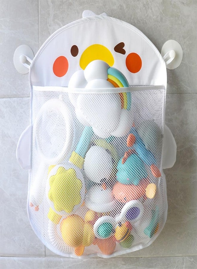 EMVANV Mesh Bath Toy Organizer，Wth 2 Suction Cups Hanging Mesh Bathtub Toy Holder for Kids and Baby Compatible with Bath Toy Storage(White) - Image 3