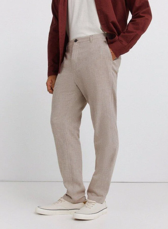 Springfield  Structured linen comfort slim fit trousers for Men | Best Price UAE
