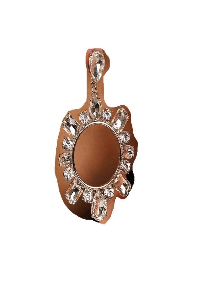 يرتير أقراط YERTTER الأنيقة كبيرة الحجم، دائرية كبيرة، فضية اللون، متدلية، مرصعة بالكامل بأحجار الراين الكريستالية، أقراط براقة لامعة، إكسسوارات مميزة للأذن لحفلات الزفاف - Image 1