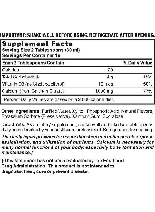 نايتشرز بليند سترات الكالسيوم السائلة 1000 ملغ مع فيتامين د3 16 أونصة سائلة بنكهة التوت الأزرق السائل - Image 3