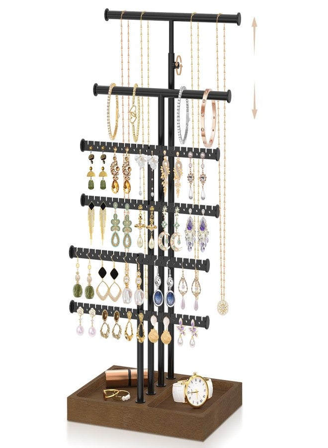 EsLuker.ly Necklace Earring Holder Organizer Display, Adjustable Jewelry Tree Stand with Stable Wooden Storage Base for Women Vendors, 6 Tier Large Bracelet Bangle Rack Tower, Stress-Free Mornings - Image 1