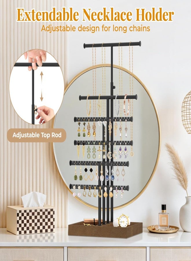 EsLuker.ly Necklace Earring Holder Organizer Display, Adjustable Jewelry Tree Stand with Stable Wooden Storage Base for Women Vendors, 6 Tier Large Bracelet Bangle Rack Tower, Stress-Free Mornings - Image 5