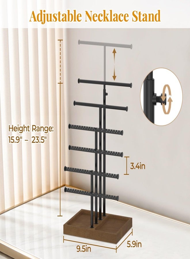 EsLuker.ly Necklace Earring Holder Organizer Display, Adjustable Jewelry Tree Stand with Stable Wooden Storage Base for Women Vendors, 6 Tier Large Bracelet Bangle Rack Tower, Stress-Free Mornings - Image 3
