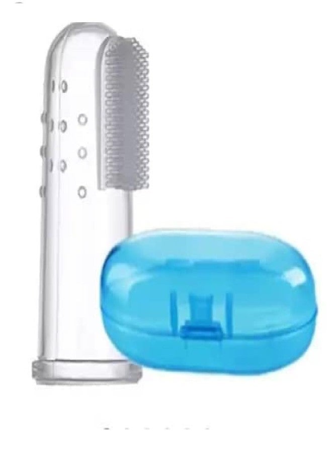 Chopchi Combo of 7 Item Baby Pacifier 1 Pcs, Silicone Spoon 90ML 1 Pcs,Teether 1 pcs,Finger Brush 1 Pcs,Royal Blue Dry Sheet Small Size 50x70cm 1 Pcs, Baby bib 1 pcs & Steel Bottle 240 ML(Blue Set) - Image 5