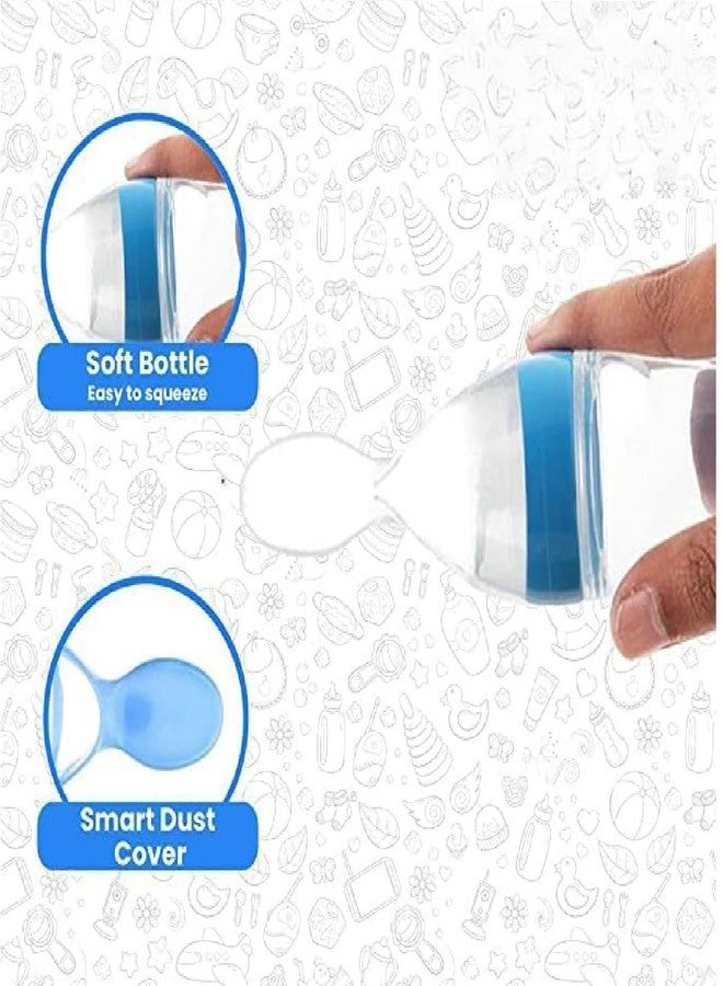 Chopchi Combo of 7 Item Baby Pacifier 1 Pcs, Silicone Spoon 90ML 1 Pcs,Teether 1 pcs,Finger Brush 1 Pcs,Royal Blue Dry Sheet Small Size 50x70cm 1 Pcs, Baby bib 1 pcs & Steel Bottle 240 ML(Blue Set) - Image 4
