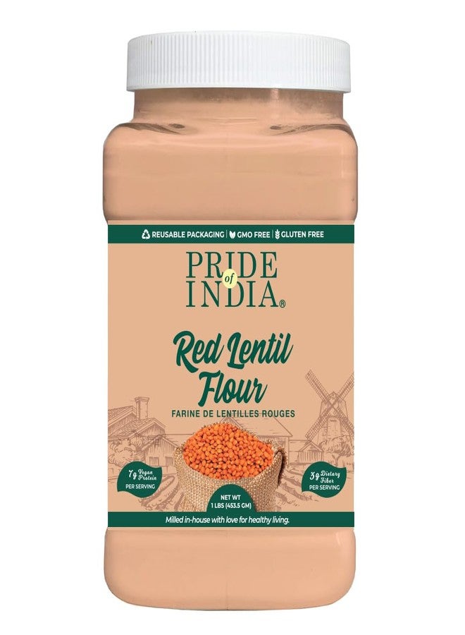 Pride of India- Red Lentil Flour 1 lbs (454 gm) Hint of Sweetness Slightly Nutty Earthy Flavor Freshly Milled in Small Batches |Ideal for Cakes Sauces Pasta Crepes Meatballs | Vegan, Gluten Free - Image 1
