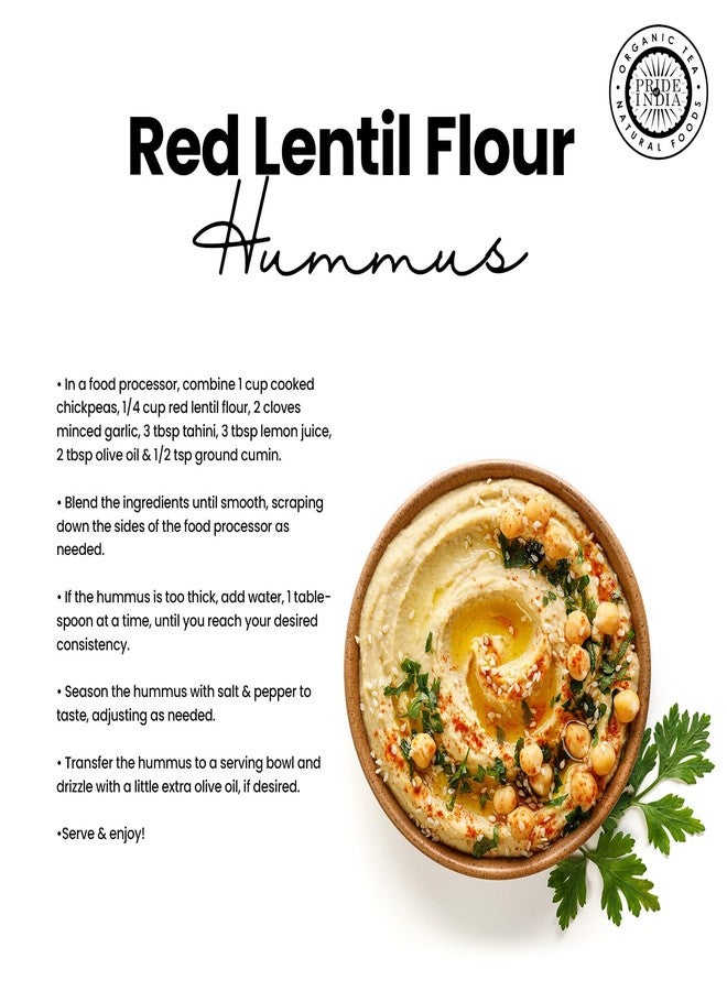 Pride of India- Red Lentil Flour 1 lbs (454 gm) Hint of Sweetness Slightly Nutty Earthy Flavor Freshly Milled in Small Batches |Ideal for Cakes Sauces Pasta Crepes Meatballs | Vegan, Gluten Free - Image 5