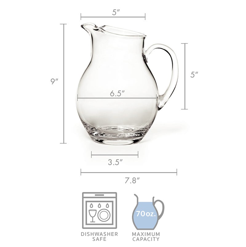 Mikasa Napoli Clear Glass Beverage Pitcher, 70 Ounce Capacity, Durable and Elegant Design for Serving Water, Iced Tea, or Cocktails - Image 3