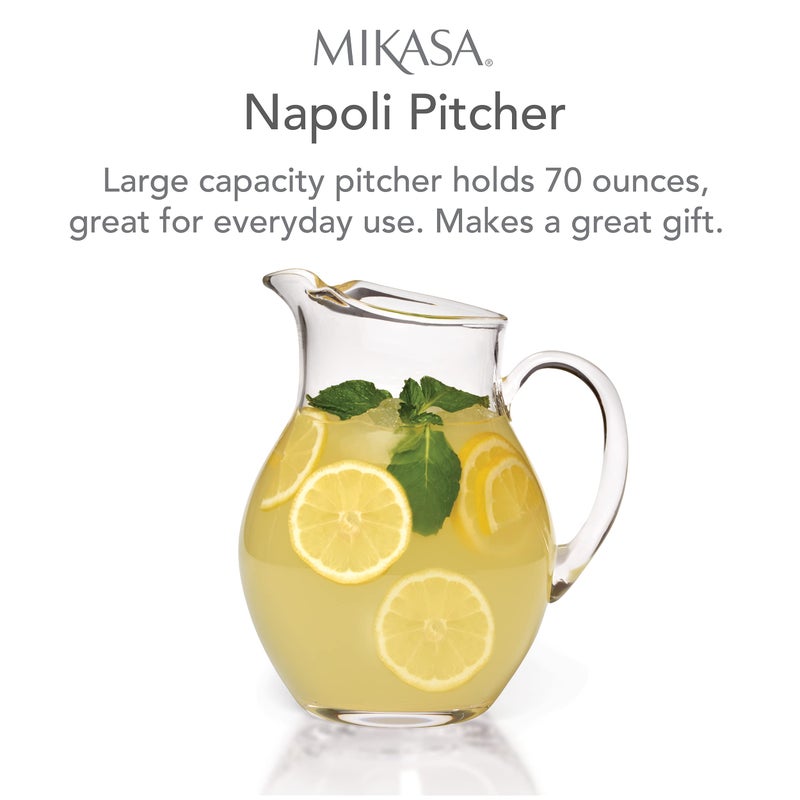 Mikasa Napoli Clear Glass Beverage Pitcher, 70 Ounce Capacity, Durable and Elegant Design for Serving Water, Iced Tea, or Cocktails - Image 2