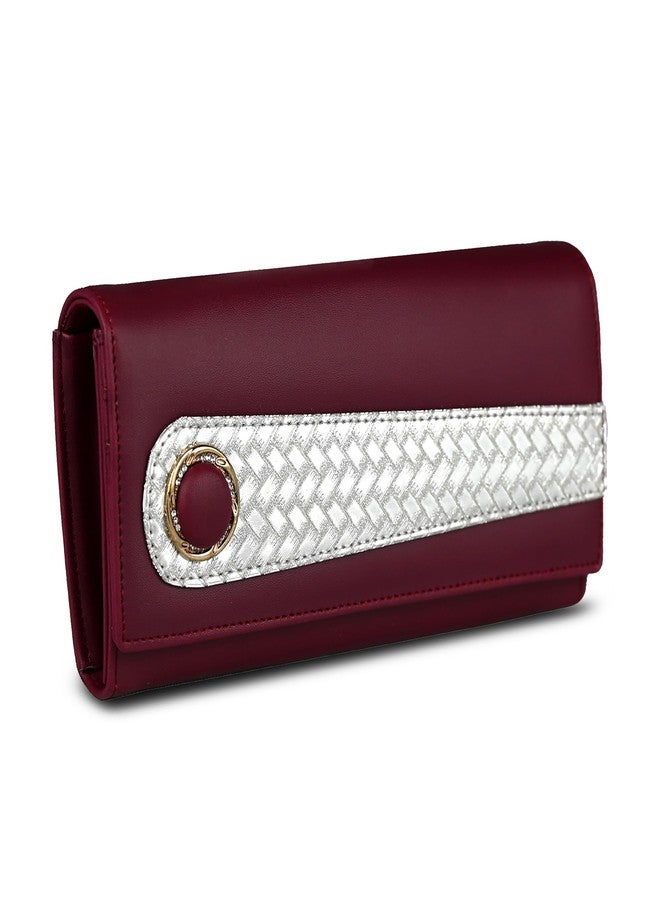 ALSU Women's Maroon Hand Wallet Clutch Purse | 6 Card Slots (irf-009mar) - Image 1