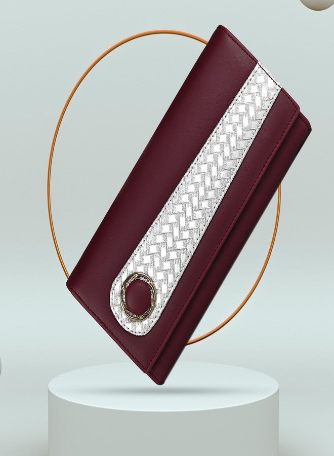ALSU Women's Maroon Hand Wallet Clutch Purse | 6 Card Slots (irf-009mar) - Image 2