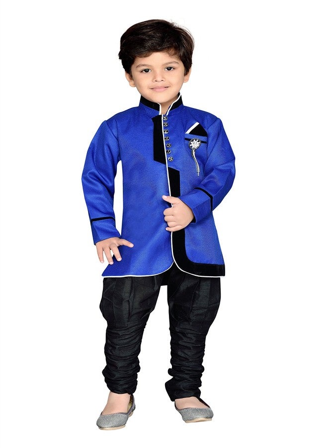 AJ DEZINES Boys Indo Western Sherwani Suit (644_Blue_8_Blue_8-9 Years) - Image 1