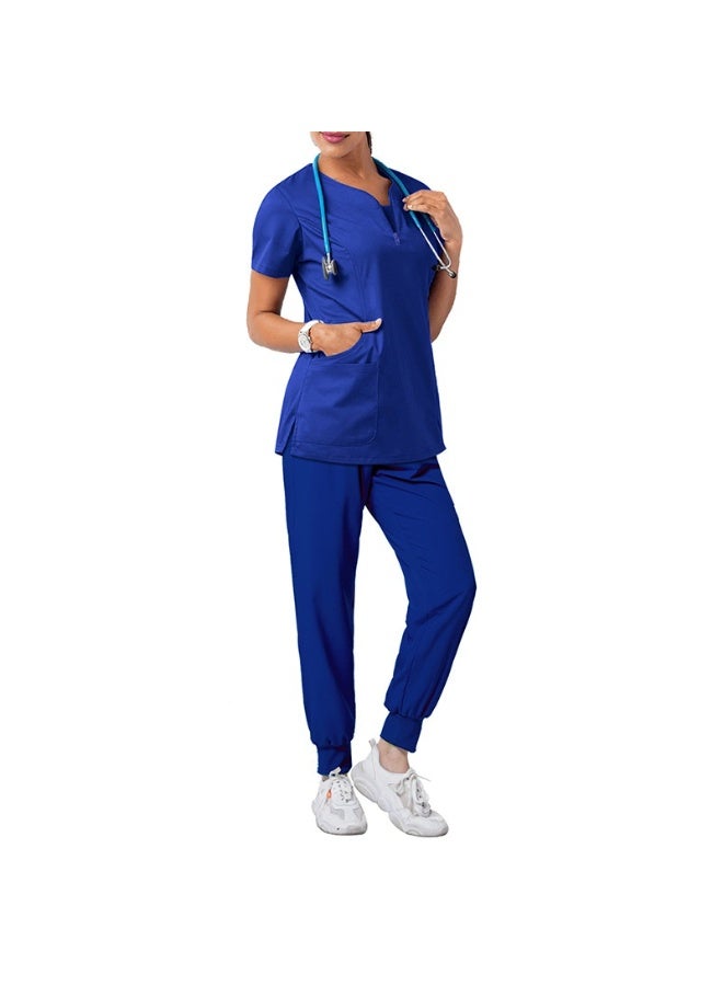 Loquat Womens Medical Scrubs Set Medical Uniform Set Royal Blue - Image 1