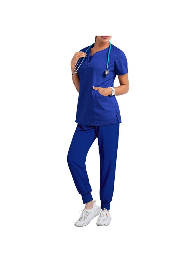 Loquat Womens Medical Scrubs Set Medical Uniform Set Royal Blue - Image 2