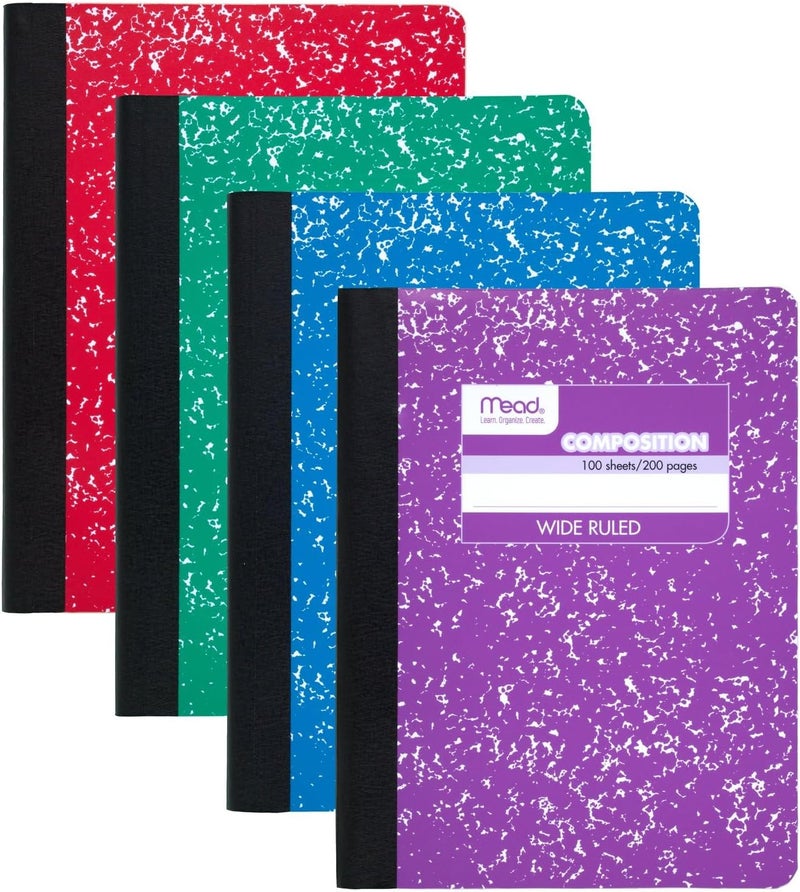 Mead Composition Notebook, Comp Book, Wide Ruled Paper, 100 Sheets, 9-3/4" x 7-1/2", Fashion, Square Deal, Assorted Colors, Color Selected May Vary, 1 Count (09918) - Image 2