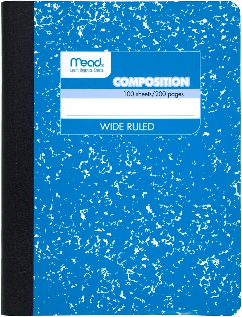 Mead Composition Notebook, Comp Book, Wide Ruled Paper, 100 Sheets, 9-3/4" x 7-1/2", Fashion, Square Deal, Assorted Colors, Color Selected May Vary, 1 Count (09918) - Image 1