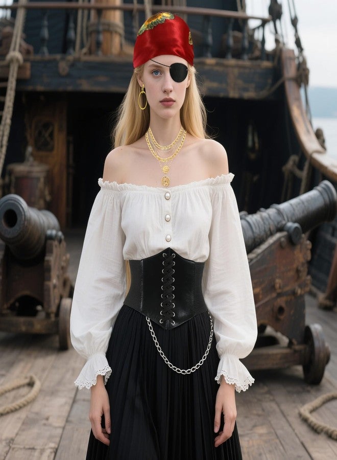 CICOCI Men Pirate Costume Accessories Set for Women Pirate Hat Head Scarf Corset Belt Dress Accessories - Image 4