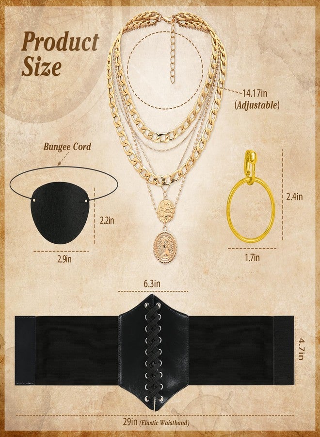 CICOCI Men Pirate Costume Accessories Set for Women Pirate Hat Head Scarf Corset Belt Dress Accessories - Image 3