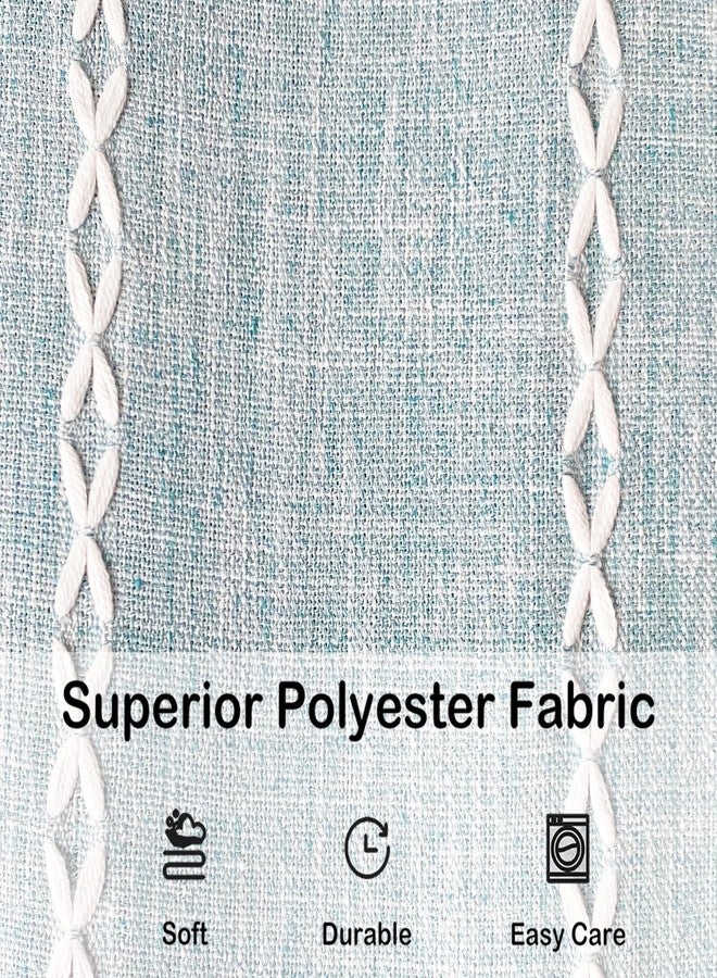 YOSTEV Boho Farmhouse Shower Curtain, Blue Shower Curtains for Bathroom Decor, Modern Linen Blend Fabric Vintage Rustic Country Tassel Weighted Design, Thick Waterproof Cloth, 72 x 72 Inch - Image 4