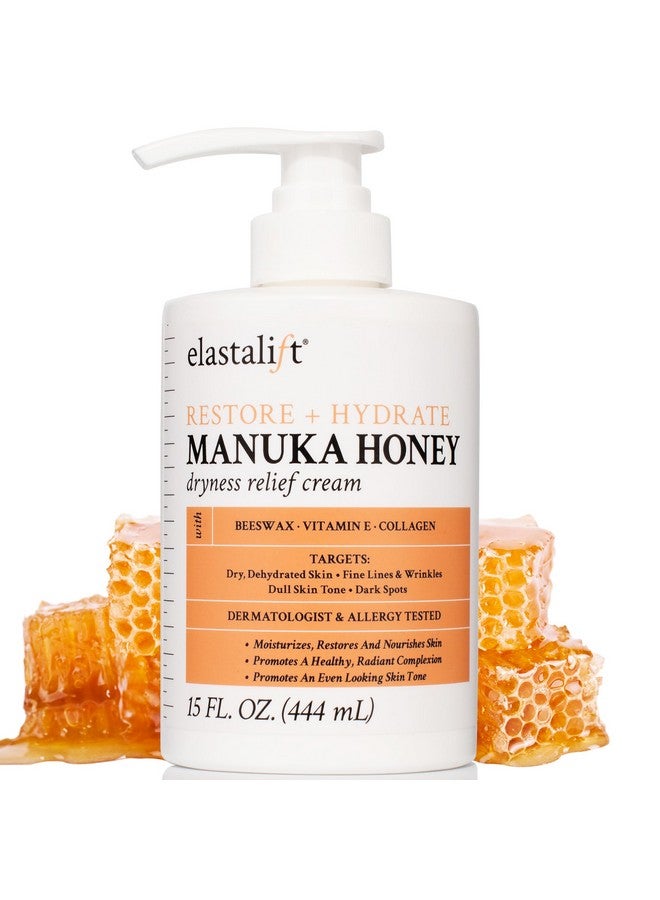 elastalift Manuka Honey Cream Face Moisturizer & Body Butter Lotion For Dry Skin | Firming & Hydrating Miracle Balm Skin Care Moisturizing Lotion For Women, Wrinkles, & Sun Damaged Skin, 15 Fl Oz - Image 1