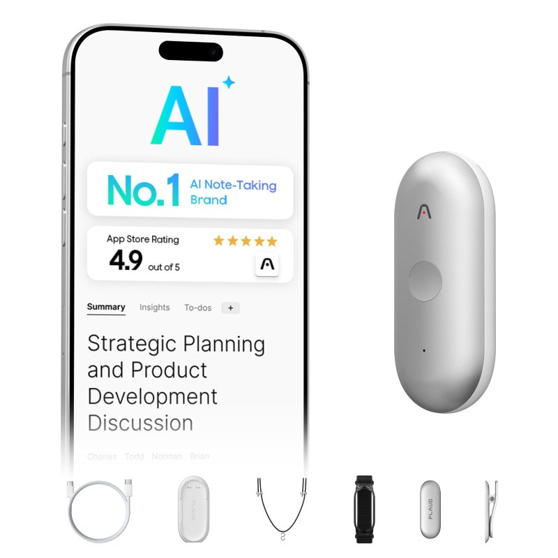 Plaud NotePin S AI Voice Recorder Wearable AI Notetaker AI Transcribe Summarize Support 112 Languages 64GB Audio Recorder for Meetings Interviews Professionals Teams with 4 Accessories - Image 2