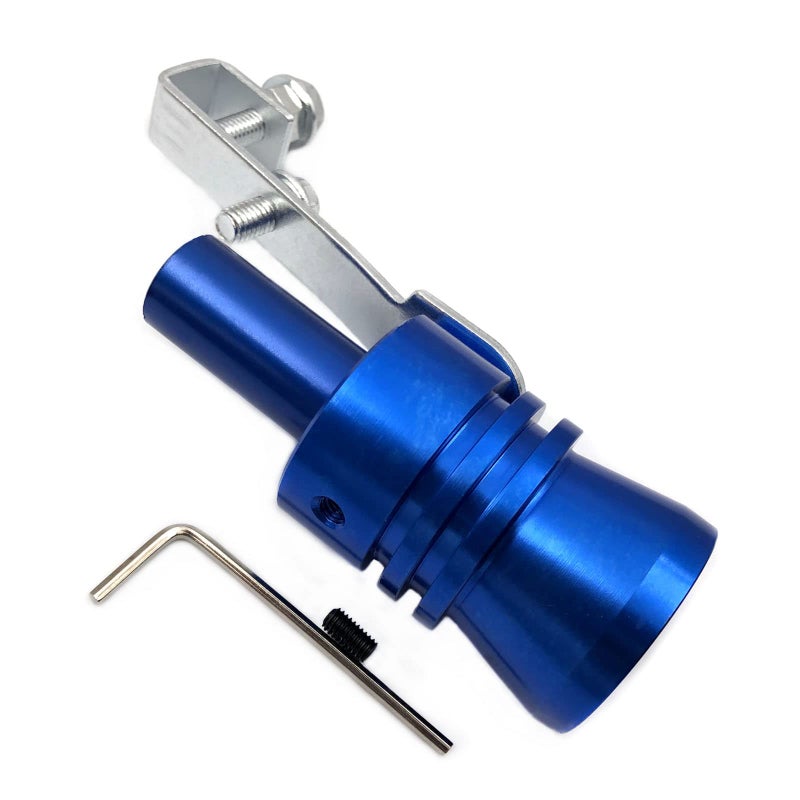 DEVMO 2pcs XL Size Aluminum Alloy Universal Turbo Sound Exhaust Muffler Pipe Whistle Car Roar Maker Blue - Image 3